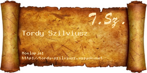 Tordy Szilviusz névjegykártya